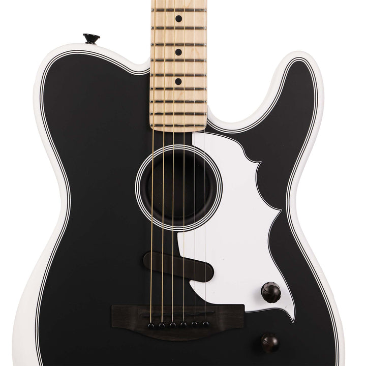 Fender Jack White Triplesonic Acoustasonic Telecaster Satin Arctic White with Black Top
