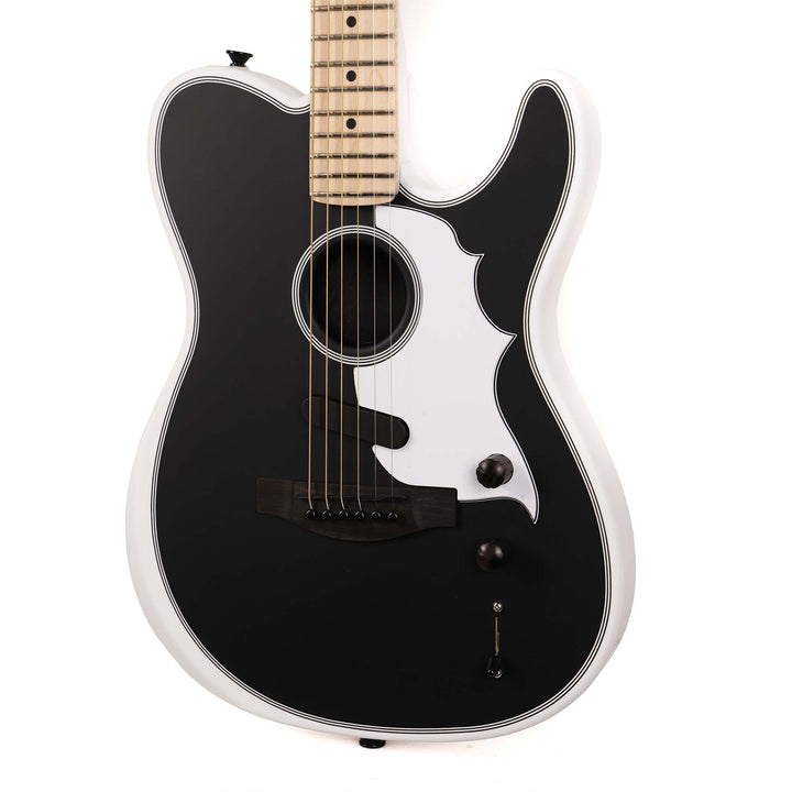 Fender Jack White Triplesonic Acoustasonic Telecaster Satin Arctic White with Black Top