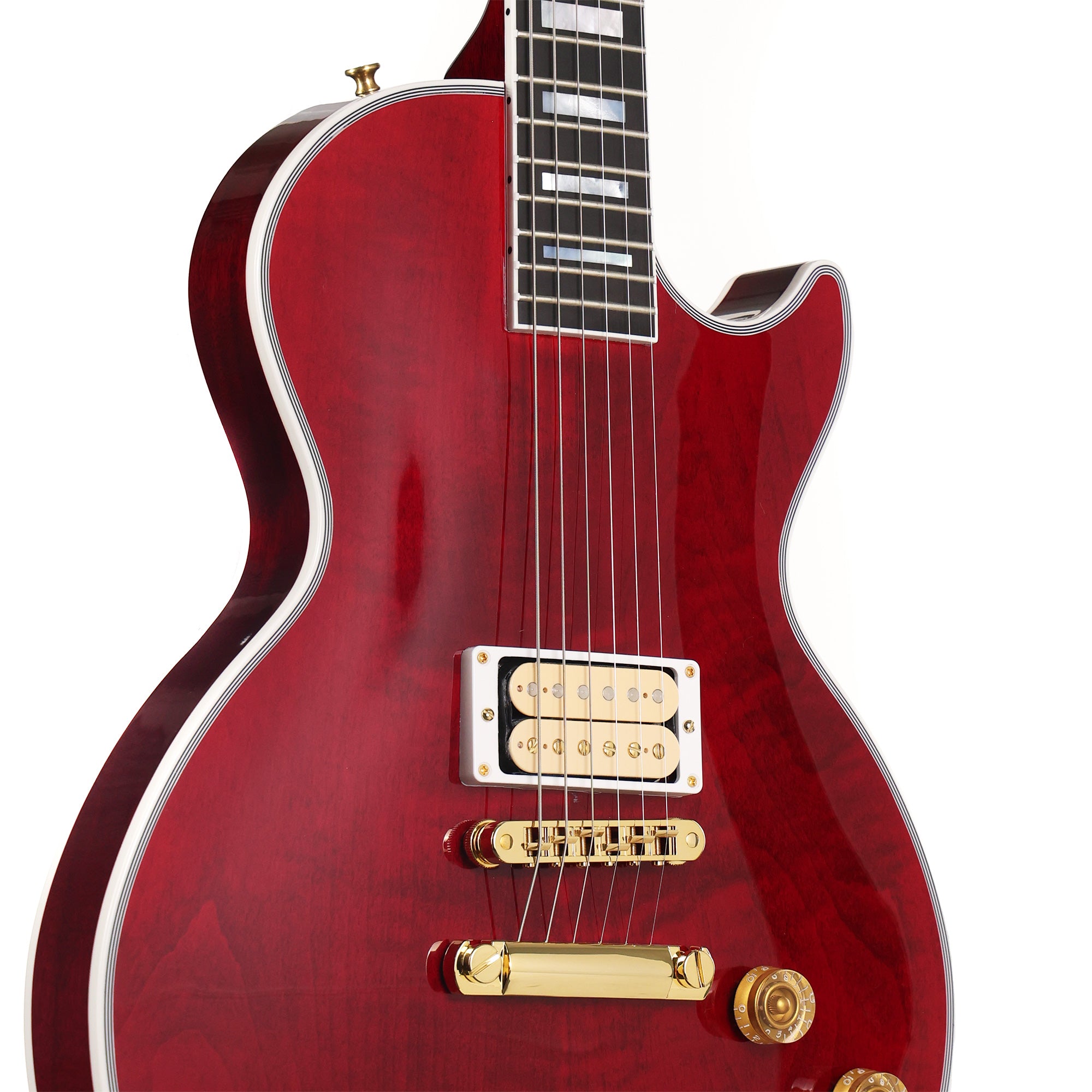 ギター Gibson Custom Shop Les paul Lower Logo Gibson Custom Shop Les Paul Custom Made 2 Measure Wine Red Single