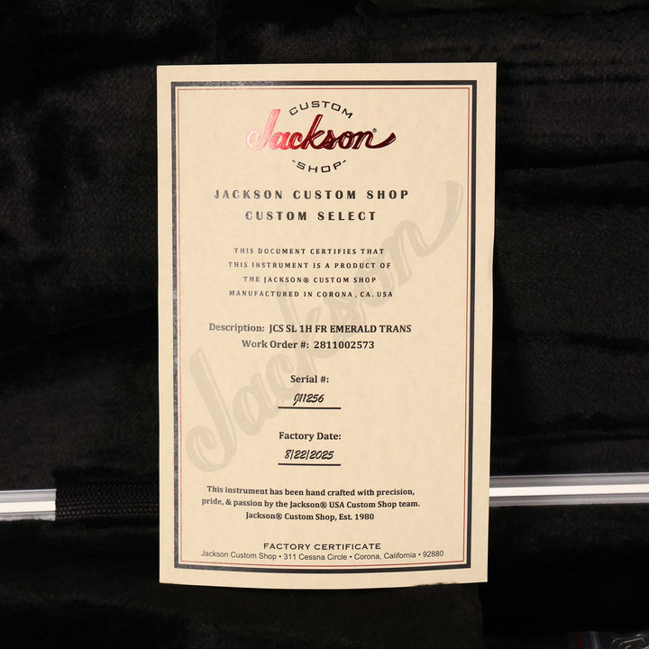 Jackson Custom Shop SL1 Soloist 1H Emerald Green Transparent