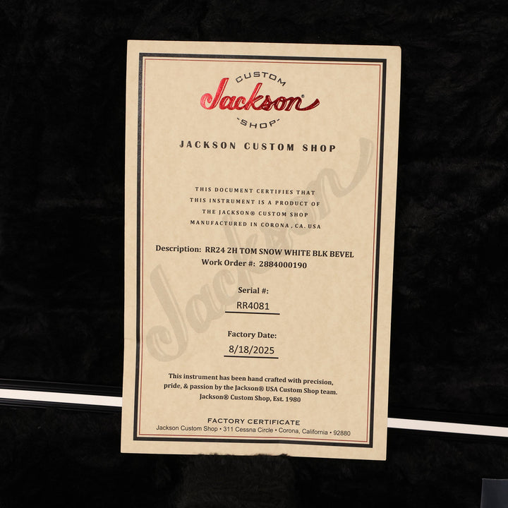 Jackson Custom Shop RR24 Rhoads Snow White with Black Bevels