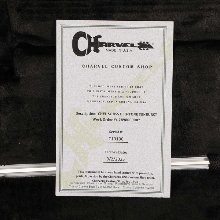 Charvel Custom Shop So-Cal HSS 3-Tone Sunburst