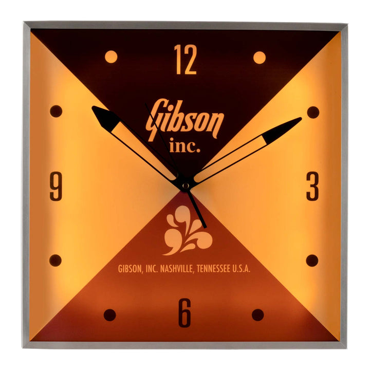 Gibson Vintage Lighted Wall Clock Handmade Strings Graphic
