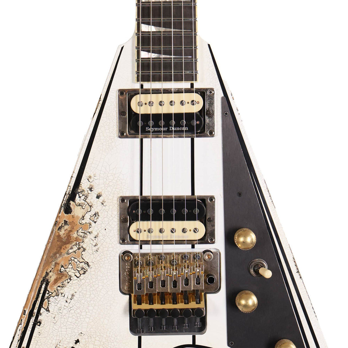 Jackson Custom Shop RR Rhoads Nitro Tour Relic White with Black Pinstripes — 4