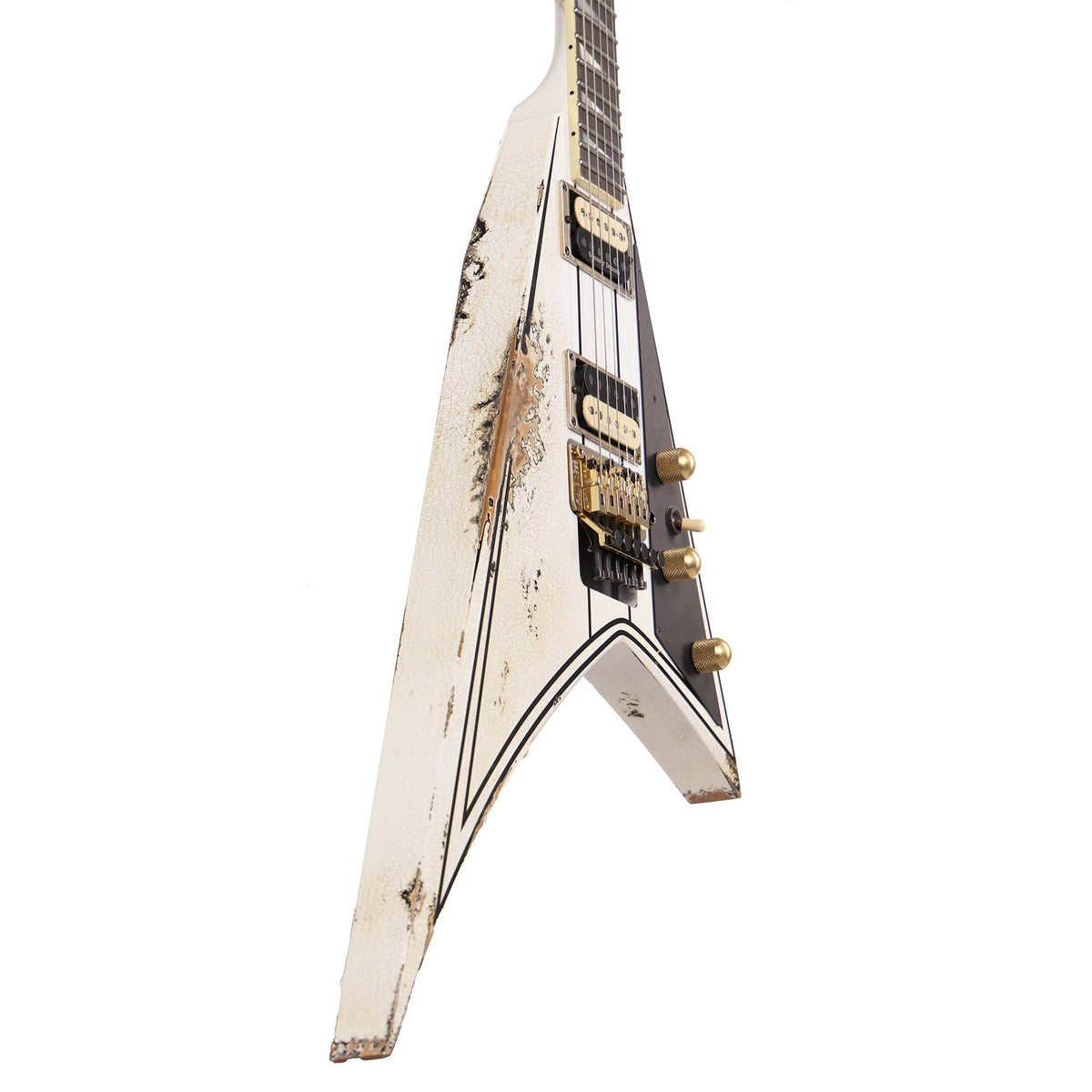 Jackson Custom Shop RR Rhoads Nitro Tour Relic White with Black Pinstripes — 5