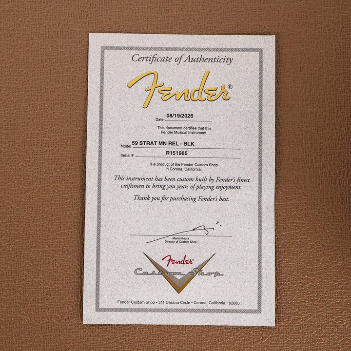 Fender Custom Shop 1959 Hardtail Stratocaster Relic Black with Bare Knuckles