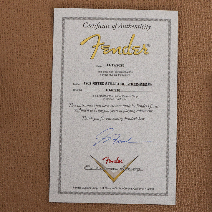 Fender Custom Shop 1962 Roasted Stratocaster Ultimate Relic Torino Red Masterbuilt Greg Fessler