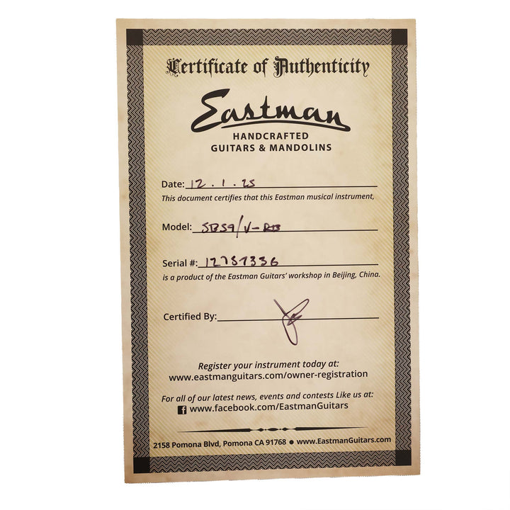 Eastman SB59/V-RB Guitar Antique Red Burst