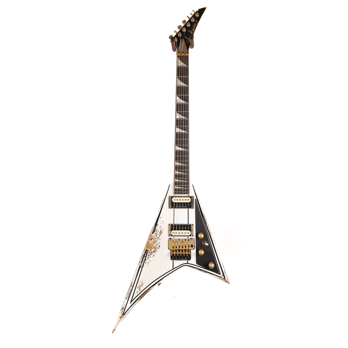 Jackson Custom Shop RR Rhoads Nitro Tour Relic White with Black Pinstripes — 3