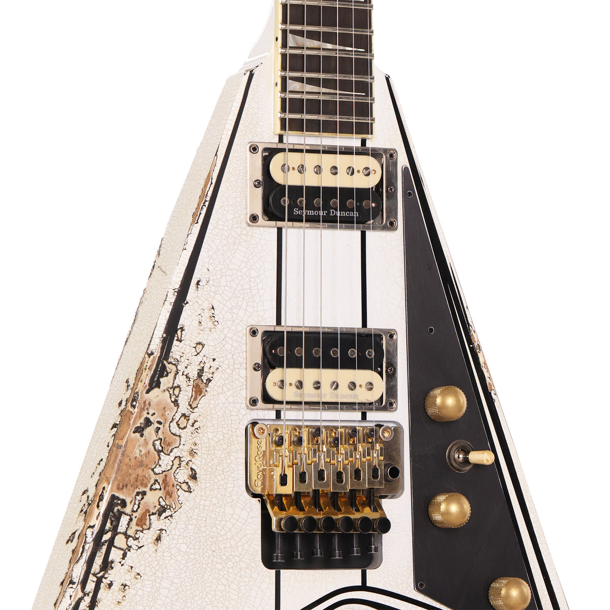 Jackson Custom Shop RR Rhoads Nitro Tour Relic White with Black Pinstripes — 4
