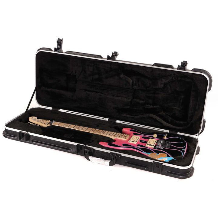 Charvel Custom Shop Graphic Nitro Relic San Dimas Masterbuilt Black and Magenta Flames
