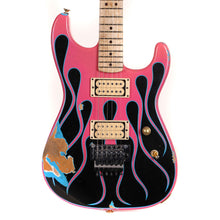 Charvel Custom Shop Graphic Nitro Relic San Dimas Masterbuilt Black and Magenta Flames