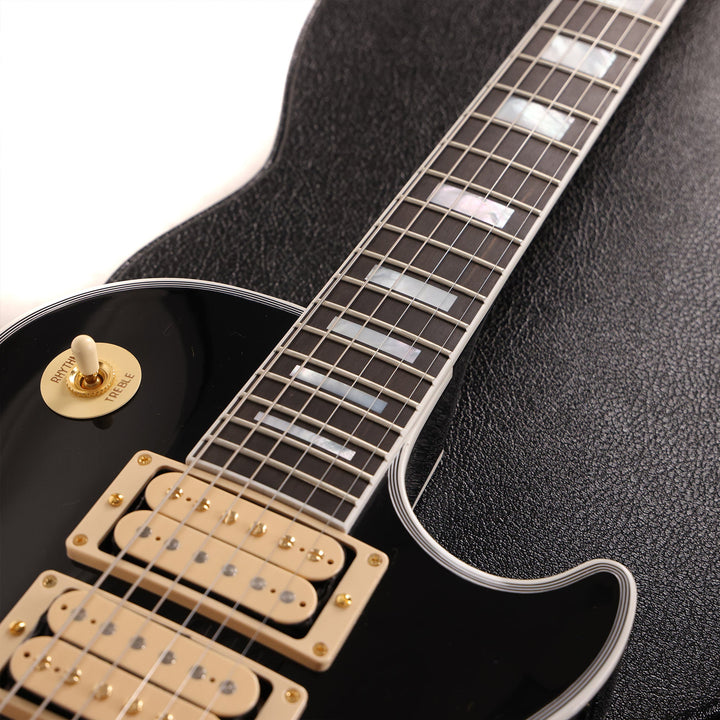 Gibson Custom Shop Les Paul Custom Guitar Made 2 Measure Ebony with Double Classic White Pickups