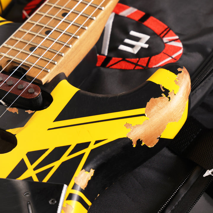 EVH Limited Edition Striped Series Frankenstein Frankie Aged Black and Yellow