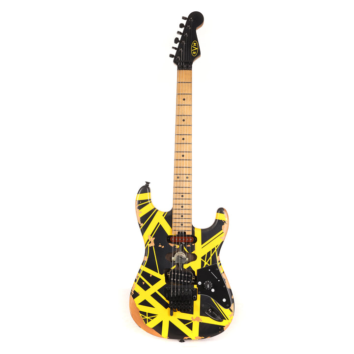 EVH Limited Edition Striped Series Frankenstein Frankie Aged Black and Yellow
