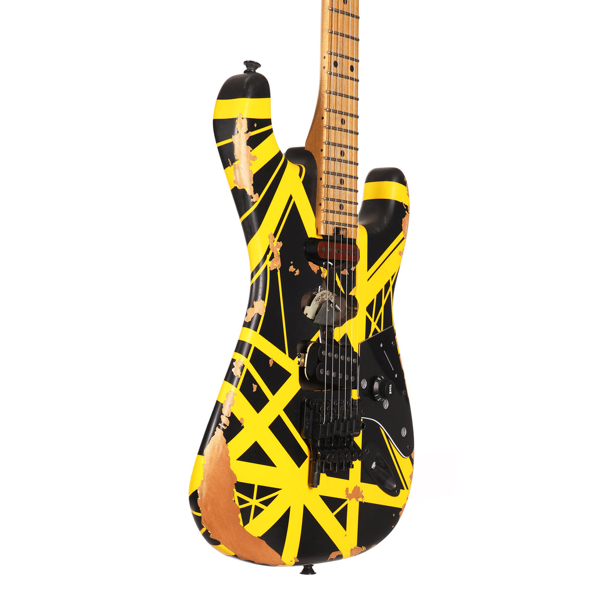 EVH Limited Edition Striped Series Frankenstein Frankie Aged Black and Yellow — 5