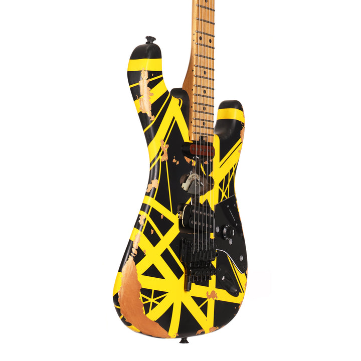 EVH Limited Edition Striped Series Frankenstein Frankie Aged Black and Yellow