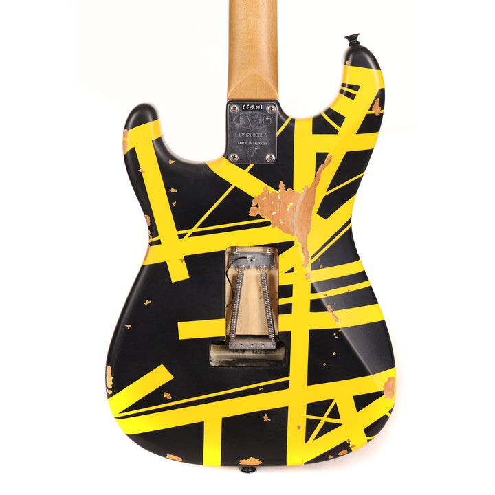 EVH Limited Edition Striped Series Frankenstein Frankie Aged Black and Yellow