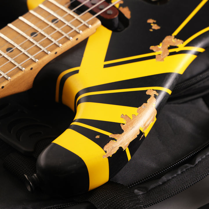 EVH Limited Edition Striped Series Frankenstein Frankie Aged Black and Yellow
