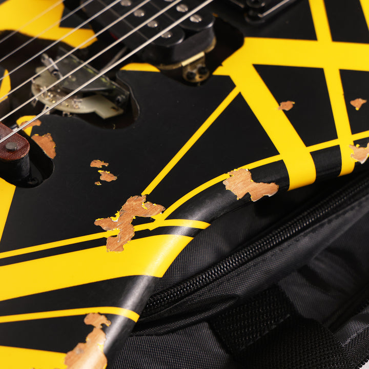 EVH Limited Edition Striped Series Frankenstein Frankie Aged Black and Yellow