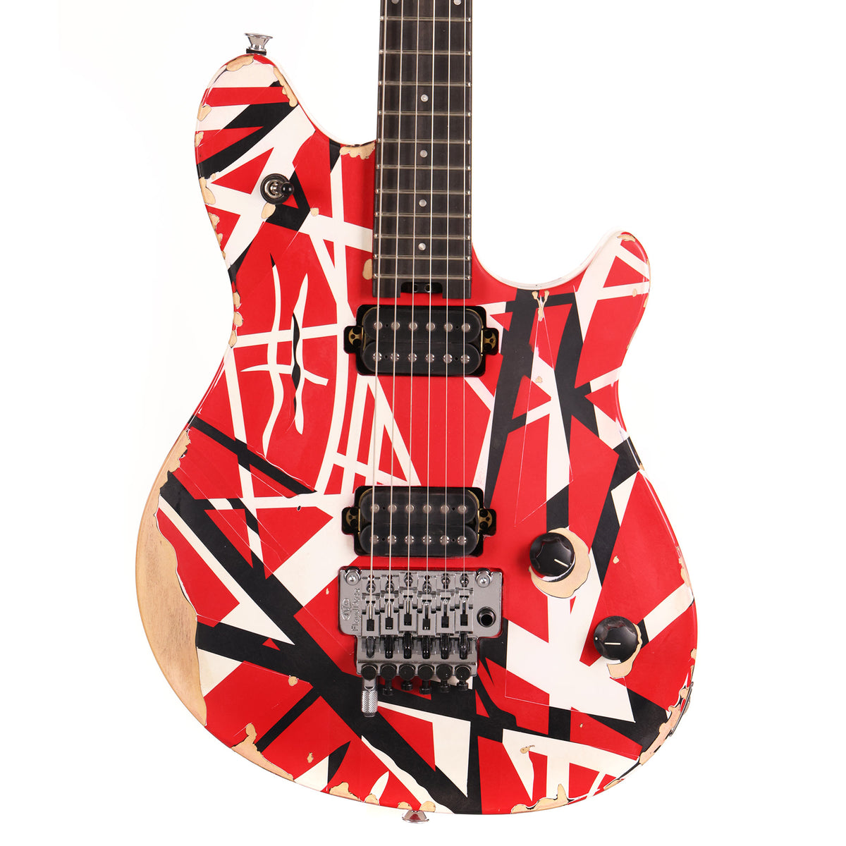 EVH Limited Edition Wolfgang Special Striped Series Red Black and White Aged — 2