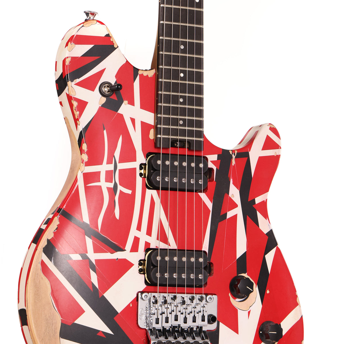 EVH Limited Edition Wolfgang Special Striped Series Red Black and White Aged — 5