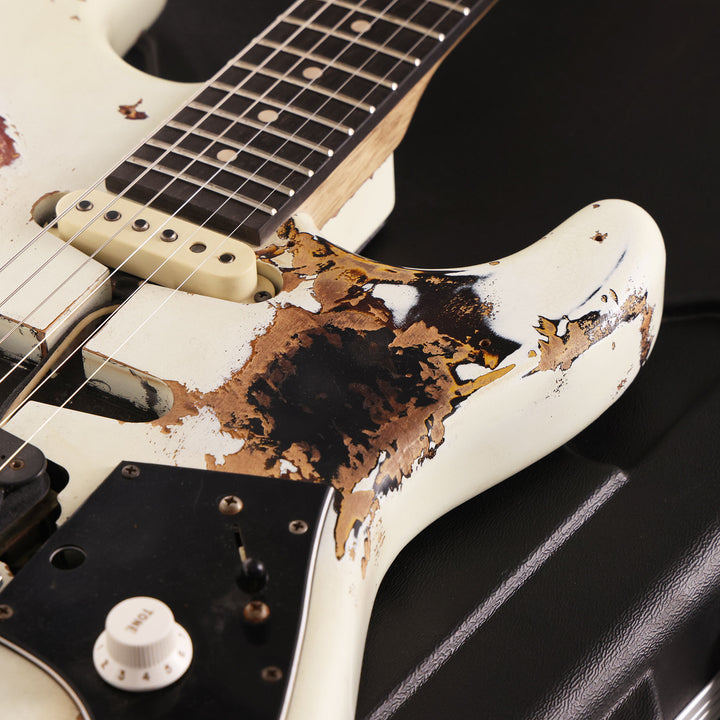 Charvel Custom Shop 'Hot Rod 50s' Guitar Olympic White over Sunburst Relic Masterbuilt Metal Joe