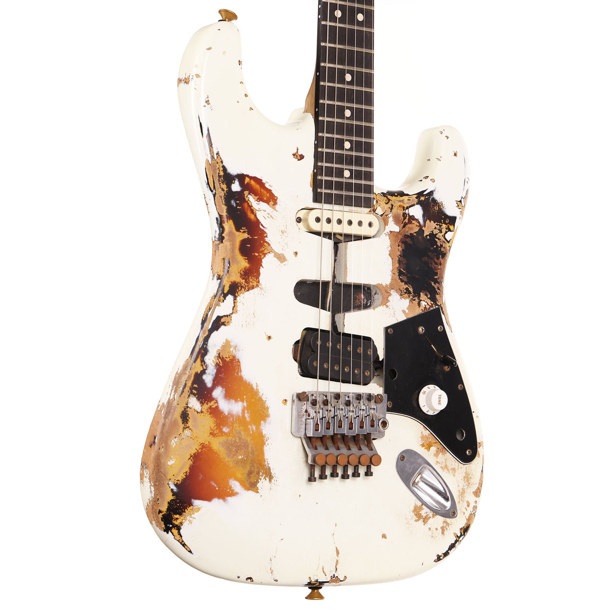 Charvel Custom Shop 'Hot Rod 50s' Guitar Olympic White over Sunburst Relic Masterbuilt Metal Joe — 1