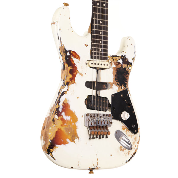 Charvel Custom Shop 'Hot Rod 50s' Guitar Olympic White over Sunburst Relic