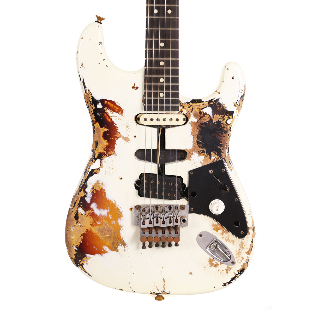 Charvel Custom Shop 'Hot Rod 50s' Guitar Olympic White over Sunburst Relic Masterbuilt Metal Joe — 2