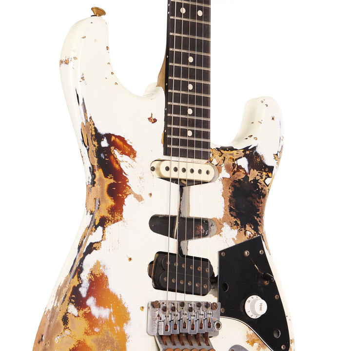 Charvel Custom Shop 'Hot Rod 50s' Guitar Olympic White over Sunburst Relic Masterbuilt Metal Joe