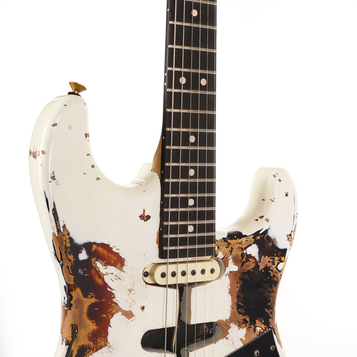 Charvel Custom Shop 'Hot Rod 50s' Guitar Olympic White over Sunburst Relic Masterbuilt Metal Joe — 7