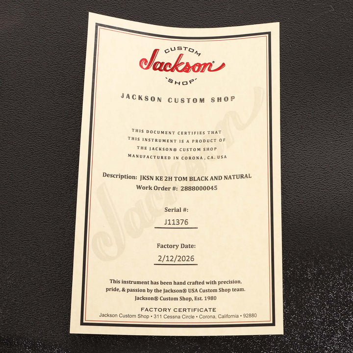 Jackson Custom Shop Kelly Black and Natural