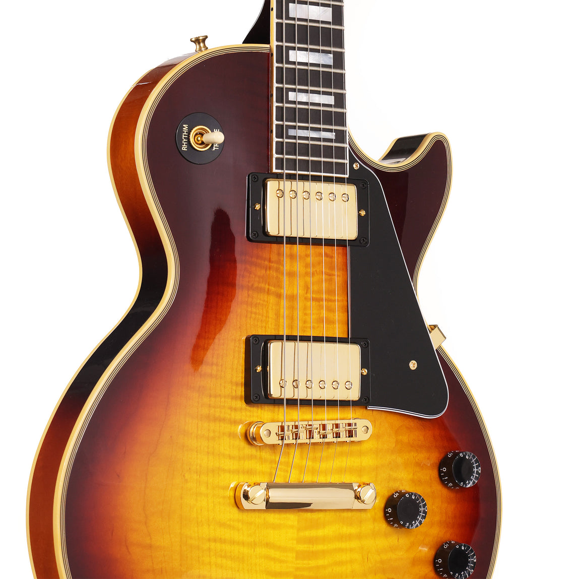 ギター Gibson Les Paul Custom Custom Shop Gibson Custom Shop Les Paul Custom Made 2 Measure Figured Bourbon