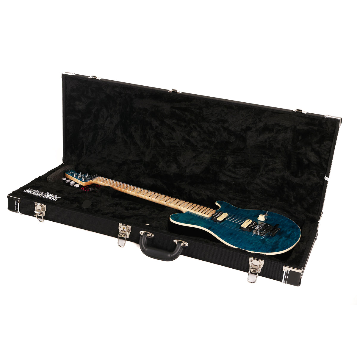Ernie Ball Music Man 30th Anniversary Axis Guitar Translucent Blue Quilt Top — 11