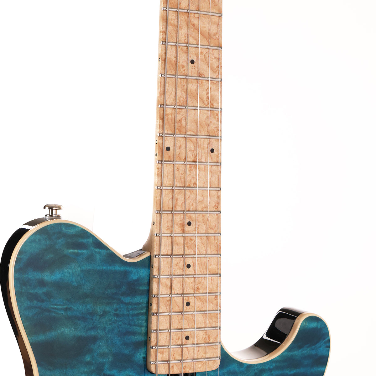 Ernie Ball Music Man 30th Anniversary Axis Guitar Translucent Blue Quilt Top — 7