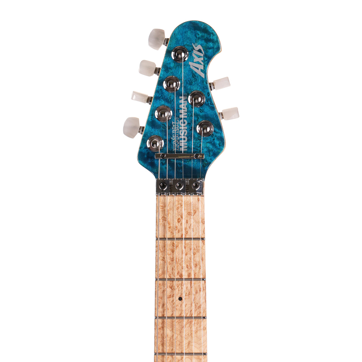 Ernie Ball Music Man 30th Anniversary Axis Guitar Translucent Blue Quilt Top — 9
