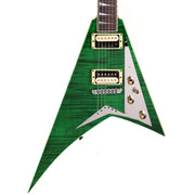 Jackson Custom Shop Rhoads Flame Slabtop Transparent Green
