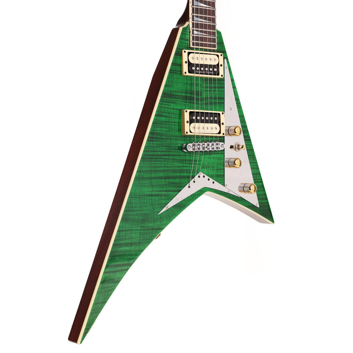 Jackson Custom Shop Rhoads Flame Slabtop Transparent Green