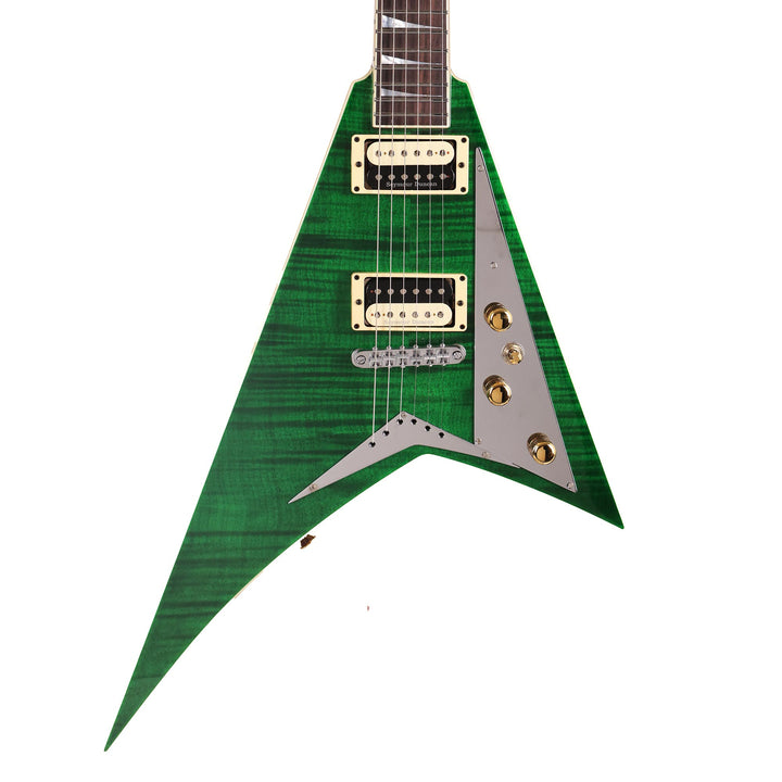 Jackson Custom Shop Rhoads Flame Slabtop Transparent Green