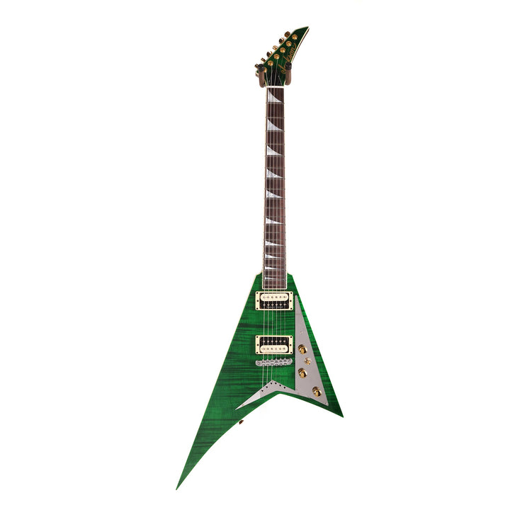 Jackson Custom Shop Rhoads Flame Slabtop Transparent Green