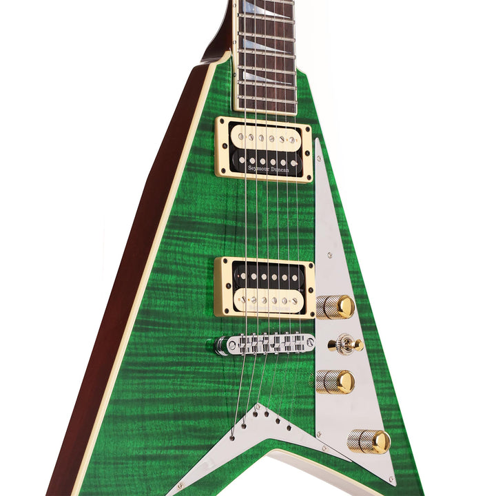 Jackson Custom Shop Rhoads Flame Slabtop Transparent Green