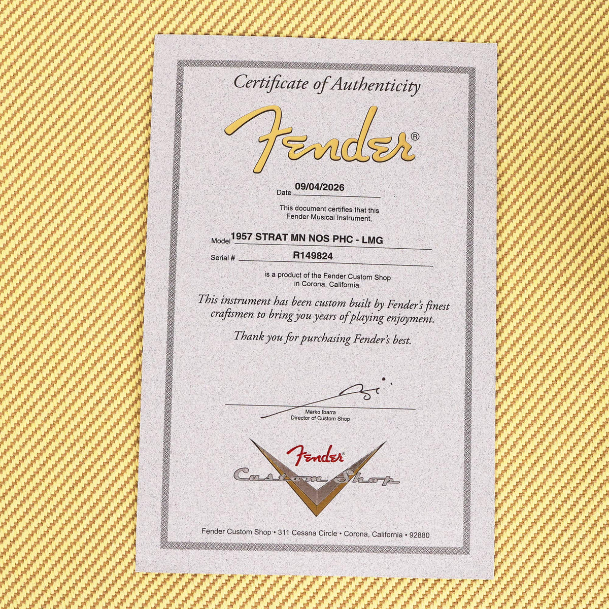 Fender Custom Shop 1957 Stratocaster NOS Lime Green Metallic with Matching Neck — 11