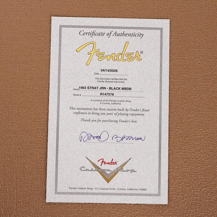 Fender Custom Shop 1963 Stratocaster Journeyman Relic Black Masterbuilt David Brown