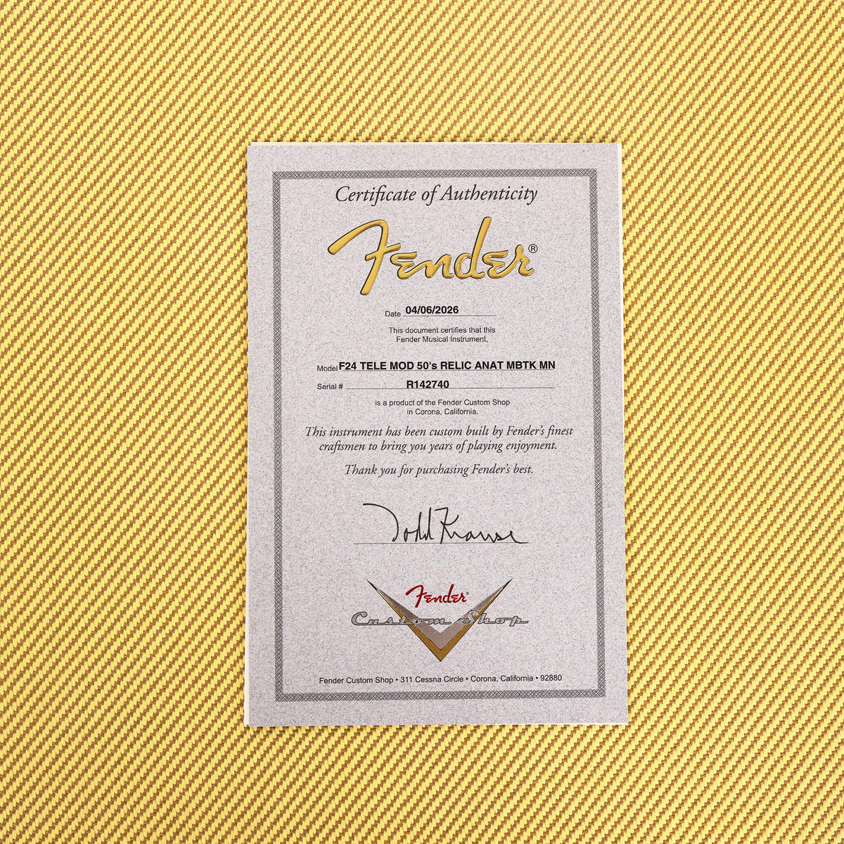 Fender Custom Shop '50s Telecaster Aged Natural Masterbuilt Todd Krause 2026 VIP Dealer Event — 17