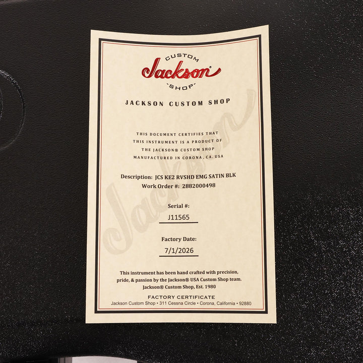 Jackson Custom Shop KE2 Satin Black Reverse Headstock
