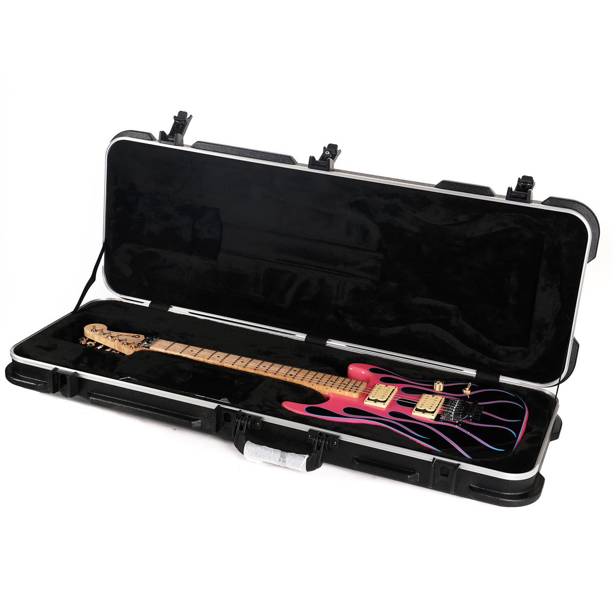 Charvel Custom Shop Graphic San Dimas Masterbuilt Black and Magenta Flames — 12