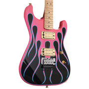 Charvel Custom Shop Graphic Nitro Relic San Dimas Masterbuilt Black and Magenta Flames