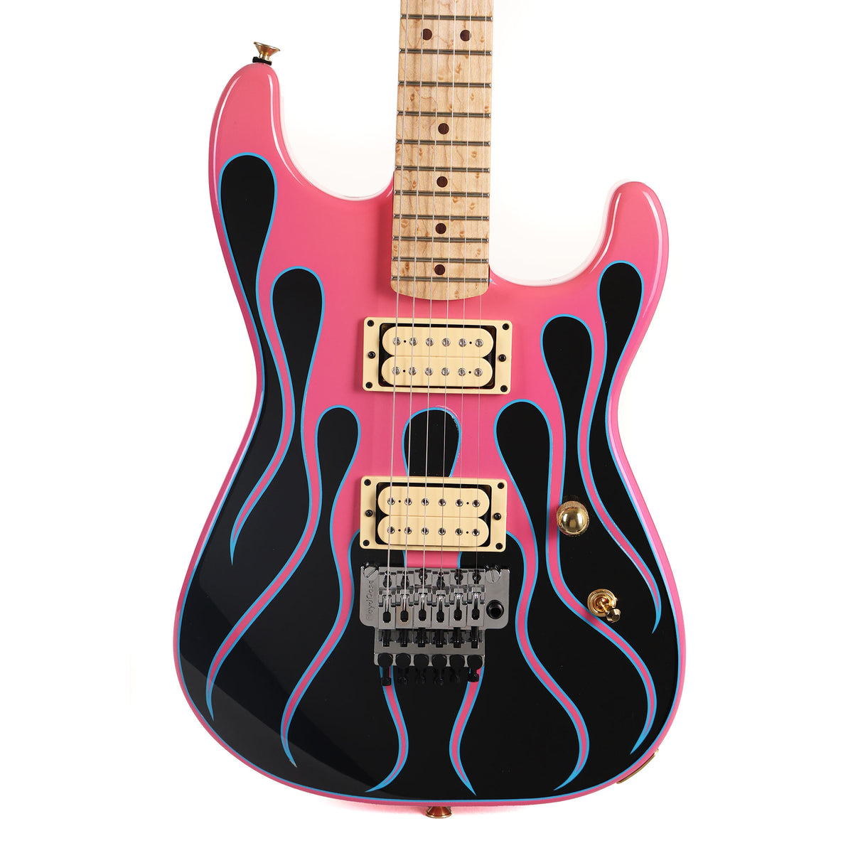 Charvel Custom Shop Graphic San Dimas Masterbuilt Black and Magenta Flames — 2