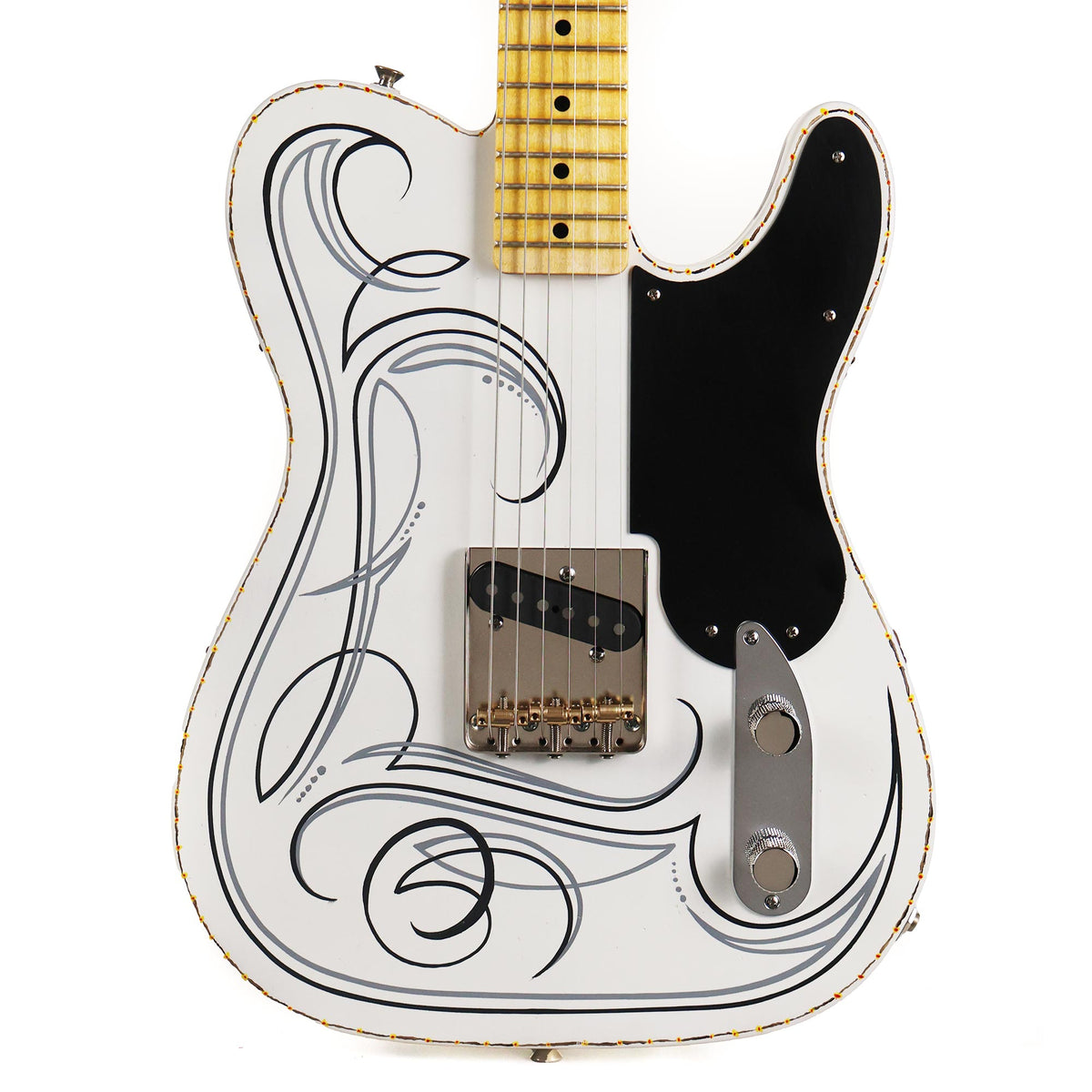 El Cabron Guitars 'White and Black Pinstripe Custom' — 2